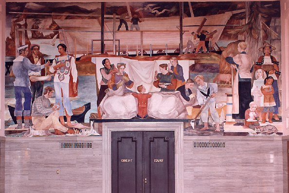 The Building of the Morning Star mural, Tillamook Oregon, 1950